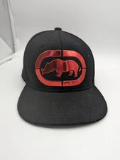 ECKO UNLTD METALLIC PATCH Rhino Logo SNAPBACK Black Cap Hat 