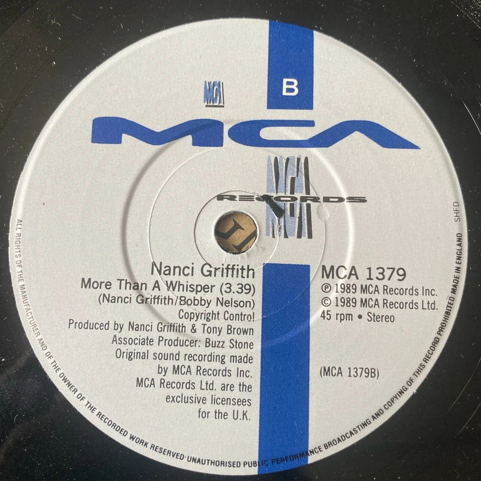 NANCI GRIFFITH - You Made This Love A Teardrop - Ex Con 7" Single MCA 1379 - Image 4 of 4