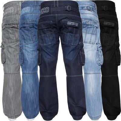 Enzo Herren Cargo Combat Jeans Heavy Work Denim Hose Pants Big Tall UK Größen