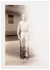 Vintage 3.5"X2.5" Military Photograph US Soldier w/ Rifle WW2 WWII Photo Old