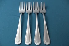 4 Salad Forks Wallace Home WICKHAM Glossy Full Bead China NEW 7"