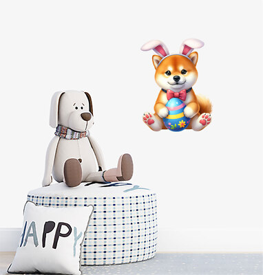 Wandbild Ostern Hund Ei Schlafzimmer Kinderzimmer bunt Van Vinyl Aufkleber Abziehbilder a9404