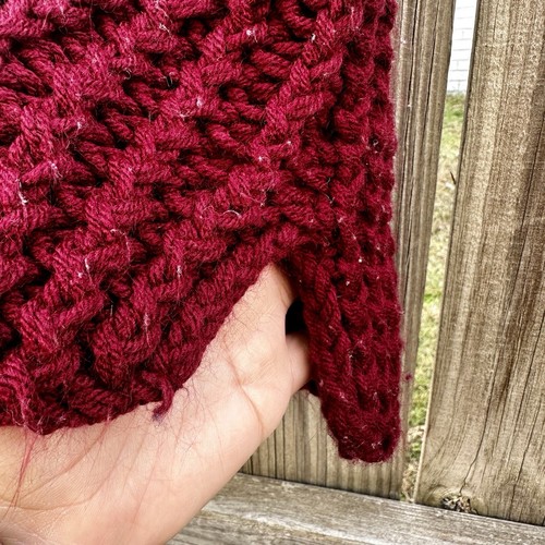 Handmade Crochet Knit Colorblock Maroon & Blue Mock Neck Sweater Vest Sz 5/6 - Picture 5 of 5
