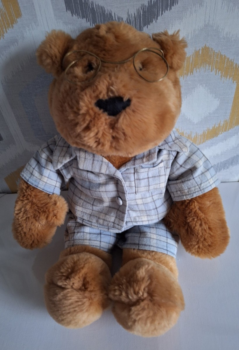 Vintage Bear Factory Teddy Bear Wearing Pyjamas With Glasses | eBay UK
