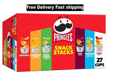 Pringles Snack Stacks Variety Pack Potato Crisps Chips, Lunch Snacks, 27 Count