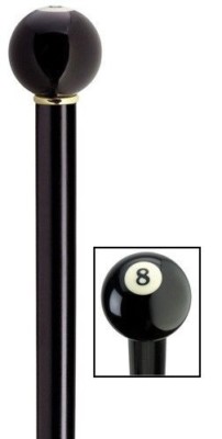 HARVY Real 8 POOL BILLIARDS BALL ROUND KNOB HANDLE BLACK WOOD SHAFT WALKING CANE