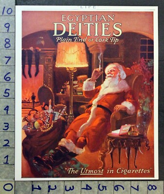egyptian deities cigarettes 1914 TOBACCO EGYPTIAN DEITIES SANTA CHRISTMAS SMOKE CIGARETTE HOLIDAY AD  A-2923