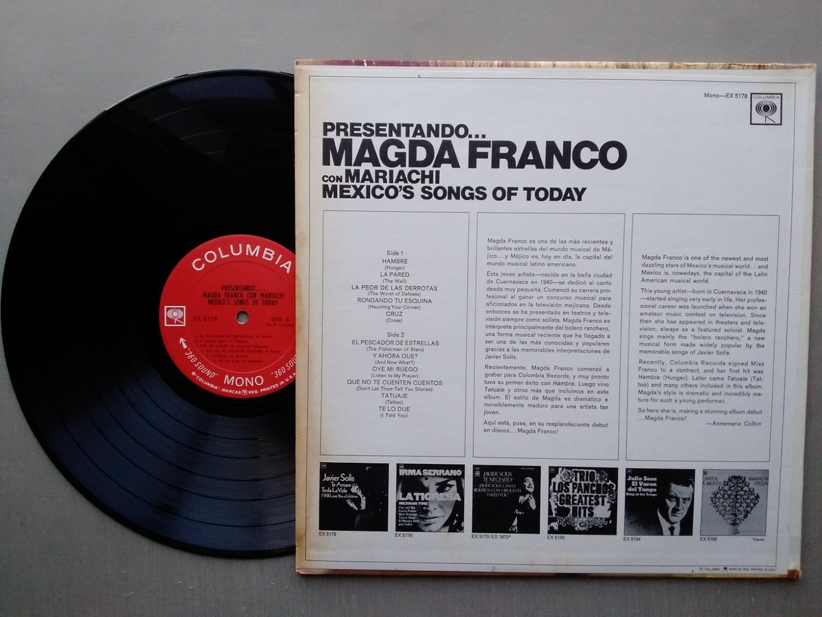 Magda Franco LP Vinyl Columbia Records #EX-5178 Mexico's Songs of