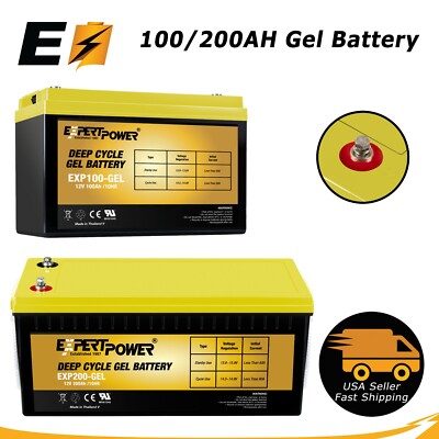 ExpertPower 12V 100AH 200AH Deep Cycle GEL Battery for Marine RV Solar