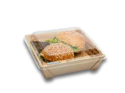 WBS-435 - 5'' Square Wooden Container Togo Food Sushi Box Serving Trays 100sets