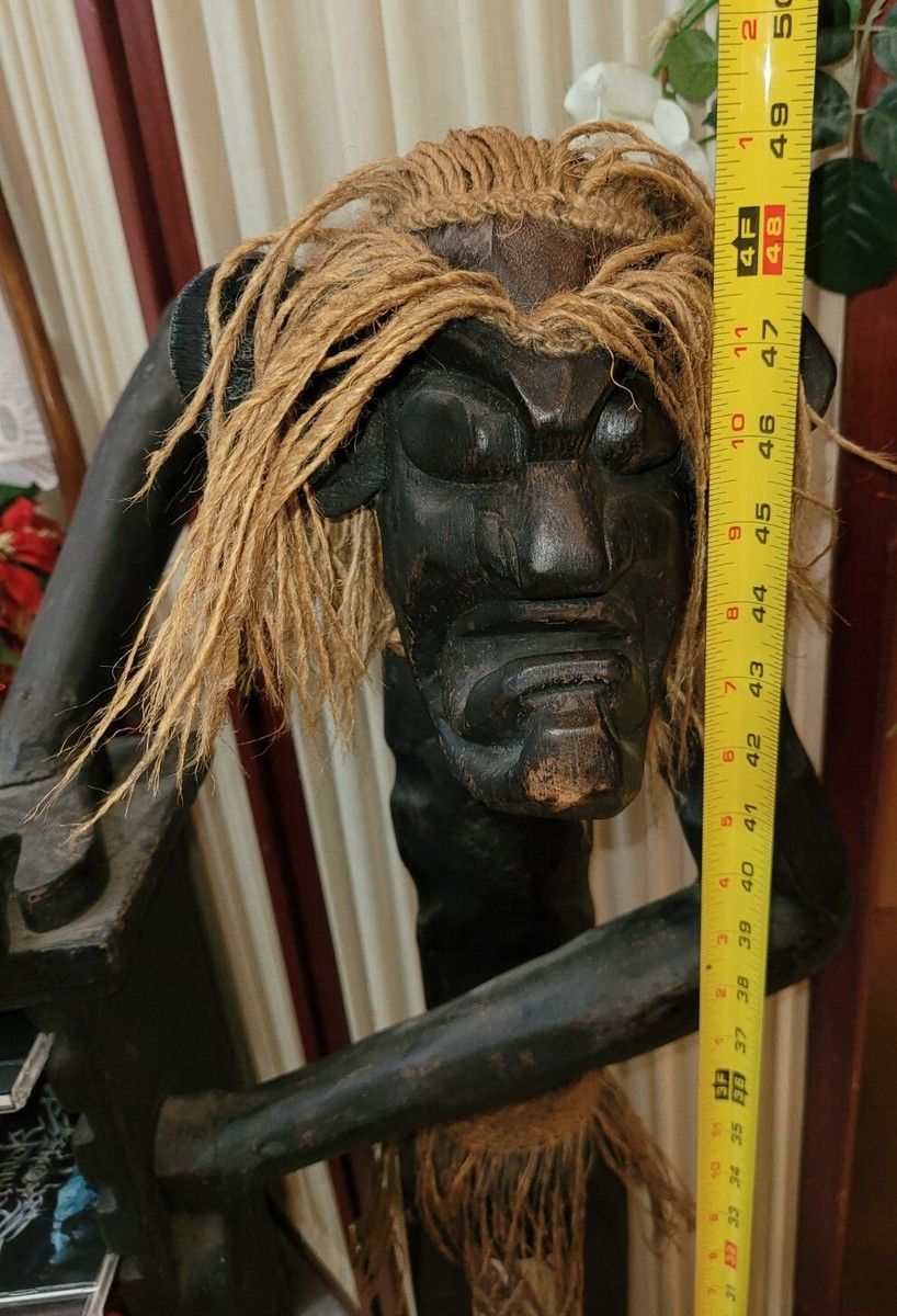 新品‼️売り切れ‼️SOMABITO✨WOODEN TENBAN TRIVAL 黒 Vintage Wooden Zombie Voodoo Tribal Hand Carved Wooden CD Rack
