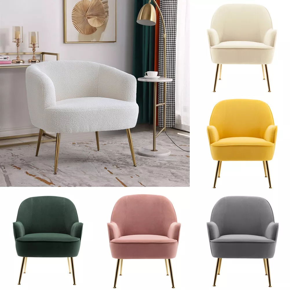 Modern Fabric Accent Chair with Metal Legs Living Room Bedroom Tub Armchair Sofa