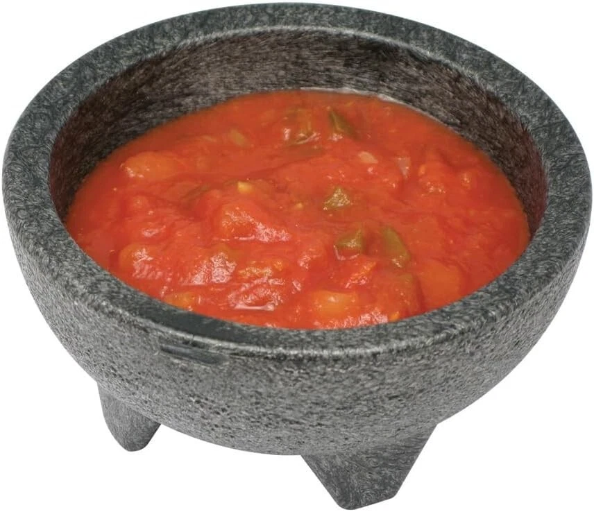 Tigelas de salsa Winco Molcajete, 10 onças, pretas, médias - Imagem 2 de 2
