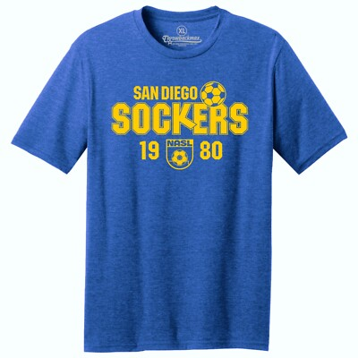#ad San Diego Sockers 1980 MISL Soccer TRI BLEND Royal Heather Tee Shirt $26.99