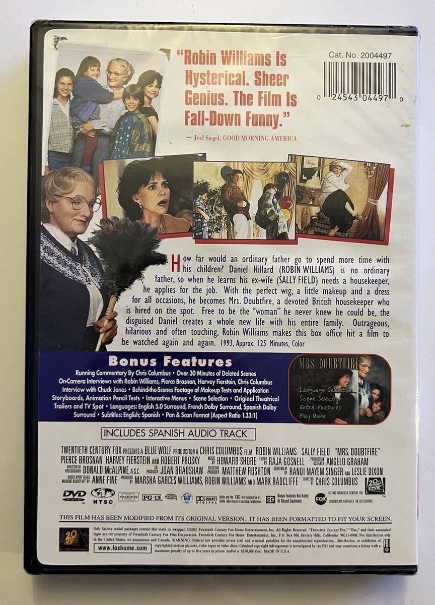 Mrs. Doubtfire (DVD, 1999, Wide) Robin Williams, Sally Field