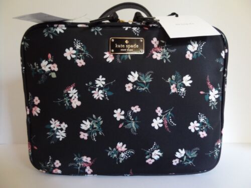 Kate Spade Black Floral MARLIE Cosmetic Bag Toiletry Overnite Travel Case NWT - Picture 1 of 6