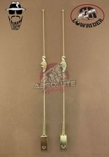 2 F&R VINTAGE LOWRIDER 32" LONG WING TWISTED BICYCLE GOLD ANTENNA (SHOW PART).