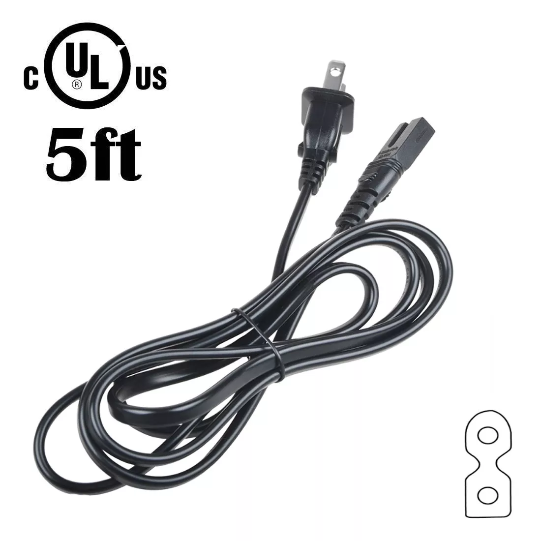 PwrON 5ft UL AC Power Cord for Roland HP-207 HP207 HP-230 Piano