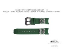 Authentic Invicta Russian Diver 1197 Green Rubber  Black IP 26mm Watch Band