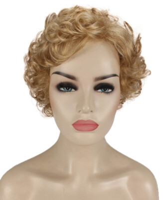 Monroe - Curly Kanekalon Synthetic Fiber Full Wig, 4 - 4.5 in, Strawberry Blonde