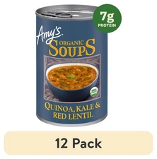 (12 pack) Amy’s Organic Quinoa, Kale & Lentil Soup, Gluten Free, 14.4oz