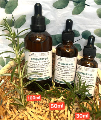 Natürliches Rosmarinöl mit Aprikosenkernöl, Weihrauch für Gesicht, Körper & Haare