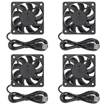 4Pcs 6015 Fan 60X60X15Mm DC 5V 60Mmx15Mm Brushless Fan Replacement Ball Bearing