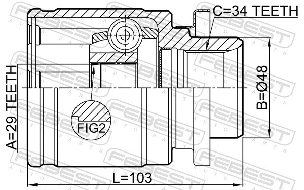 Für FEBEST 0411-H77WLH INTERNAL CREW JOINT LEFT MITSUBISHI PAJERO/MONTERO IO H6