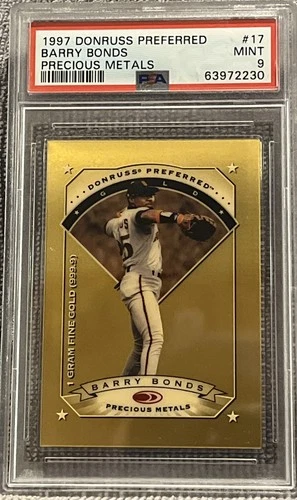 Barry Bonds 1997 Donruss Preferred Precious Metals Gold #/100 PSA 9 Mint Rare