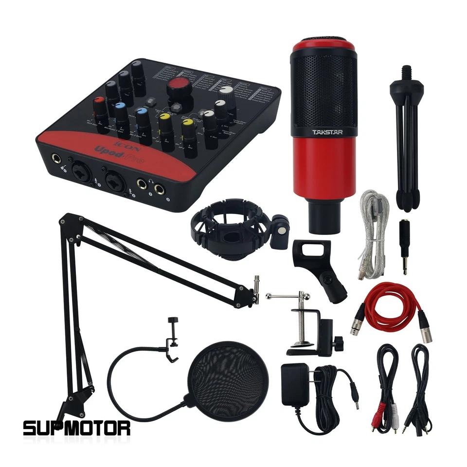 UPOD PRO USB Sound Card+PC-K320 Condenser Microphone+Mic Boom Arm+Tripod Stand - Image 3 of 4