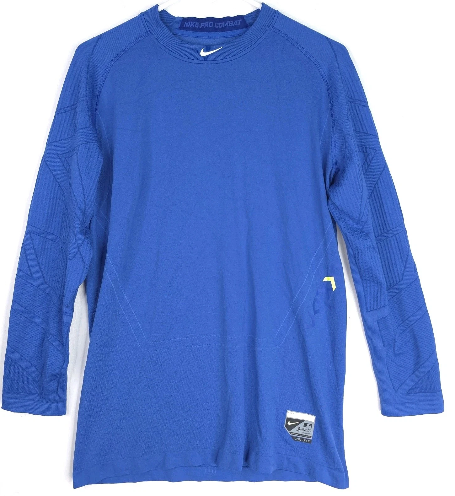 Nike Pro Combat Core Compression Shirt Mens L Blue Long Sleeve Top Base Layer