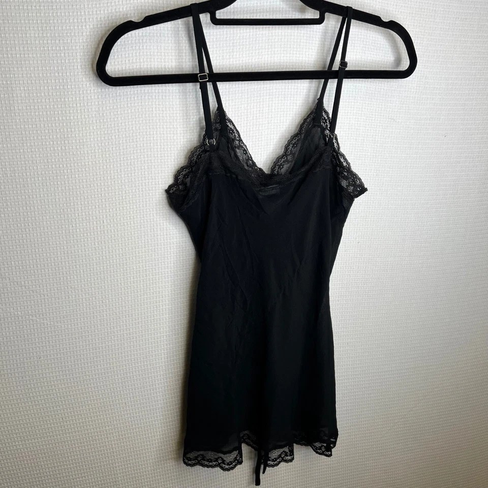 Ideology XS Black Cami Dress Sleeveless Lace Trim Adjustable Straps Silk Blend - Image 4 of 4