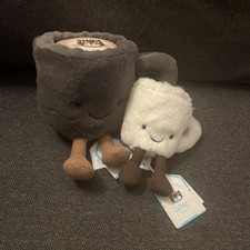 Jellycat NWT Espresso Coffee Cup Plush Grey White Authentic Lot Set Cups