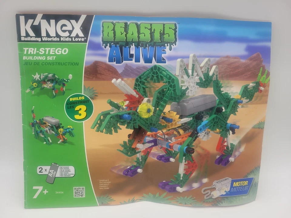 K'nex Beasts Alive Tri-Stego Building Set With Motor, missing 3 pieces - Image 2 of 4