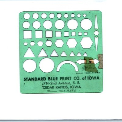 Vtg Standard Blue IA Iowa Co Stencil Handy Drafting Shape Print Advertising 7L