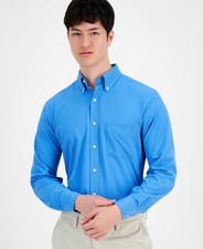 Club Room Regular Fit Dress Shirt Men's 16 34/35 Regatta Solid Button Closure