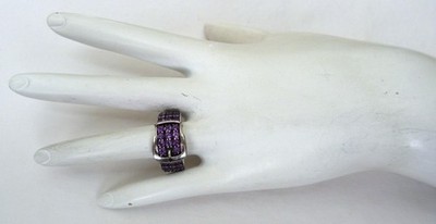 1 CARAT TOTAL WEIGHT AMETHYST GEMSTONE STERLING SILVER BUCKLE RING SIZE 9 1/2