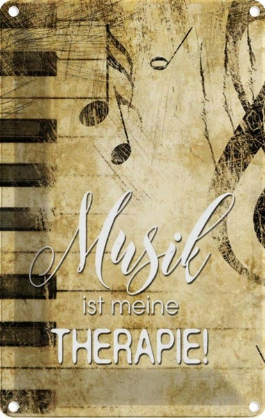 Blechschild 18X12 Cm Musik Ist Meine Therapie Spruch Zitat Deko Geschenk Metall-image