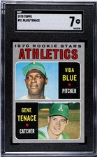 1970 TOPPS #21 VIDA BLUE SGC 7 HOF ROOKIE CARD RC GENE TENACE SET-BREAK!. rookie card picture