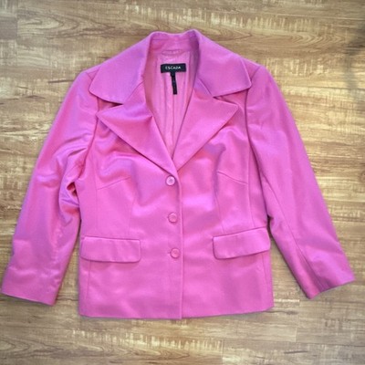 ESCADA Women s Pink 100% Cashmere Blazer Jacket M Short Button Front Lined
