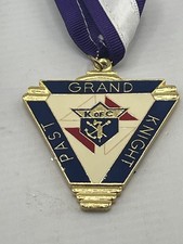 Rare Vtg. Knights Of Columbus Past Grand Knight Jewel  w/ Purple White Ribbon