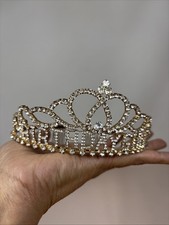 Birthday Girl Tiara Gold Color Looks Like real Diamonds Gorgeous Vintage