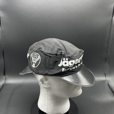 VTG 80s 90s Jagermeister Painters Cap Hat Double Brim Party Black White Liqueur