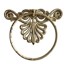 Vintage-Styled Cast Iron Wall Towel Ring Victorian Wave Design 9 3/4 x 7 3/4