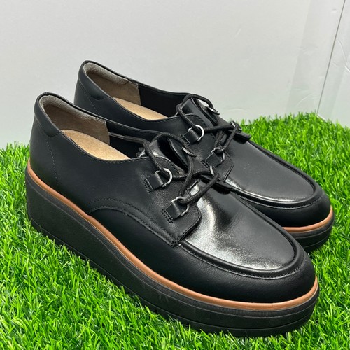 Dr. Scholls Damenschuhe schwarz Plateau Oxford Schnürschuhe klobiger Keilabsatz Größe 9,5 - Bild 1 von 9