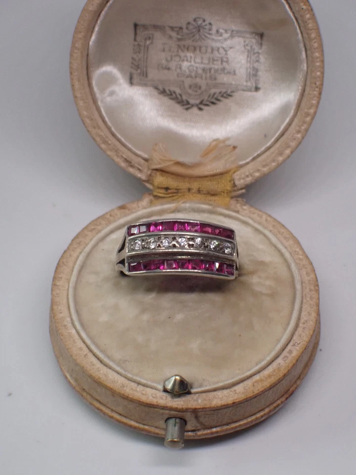 Belle bague ART DECO  Acienne Argent Rubis - Photo 3/4
