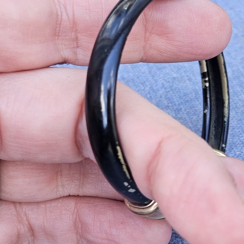 Bracciale Vintage Vittoriano Bypass Smalto Nero Su Metallo - Foto 6 di 11