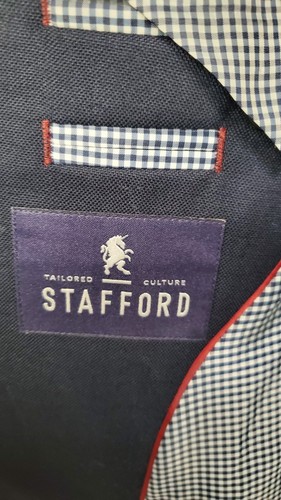 Stafford Herren Classic Fit 100% Wolle Blazer Sport Mantel 44R Navy Goldknöpfe NEU - Bild 4 von 6
