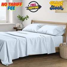 100 Cotton Queen Sheets Set -400 Thread Count Queen Size Sheets 4 PC,Light Blue