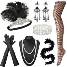 1920s Great Gatsby Accessories Set for Women Headpiece Headband Flapper Roari